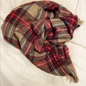 Plaid blanket scarf